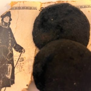 2 Antique Fur Buttons on Original Antique Sales Card